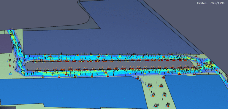 Evacuation simulation heatmap